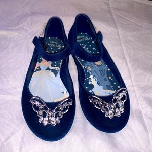 Little girls velvet blue fancy dressy shoes